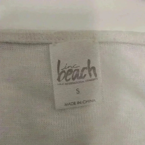 INC International Concepts Beach 100% Linen Turquoise/Gold Embroidered Top Sz L - Picture 4 of 7